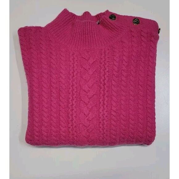 Draper James Pink Cable Knit Sweater Gold Buttons Women's Size XXL New With Tags - Picture 7 of 7